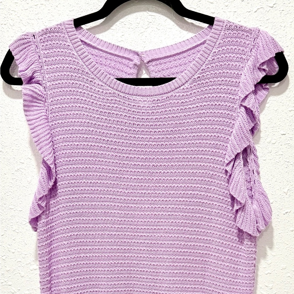 Lavender Ruffle Knit Top M - Picture 10 of 10